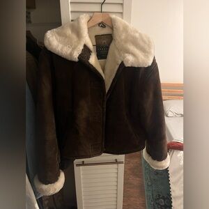 Leather Shearling Bomber Jacket